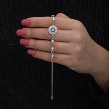 Skygo ​925 Ayar Gümüş Baget Taşlı Nazar Kadın Bileklik