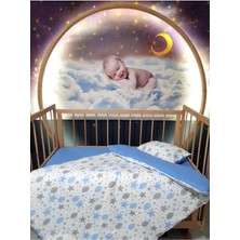 Özgürce Bebek Uyku Seti 5'li, Mavi Bulut ve Yıldız Desenli, Her Ölçüye Uygun