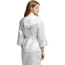 MTM My The Mall Beyaz Saten Bride Sabahlık Zarif Kadın Ev Giyim