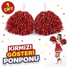 Freedom Storee 1 Çift Kırmızı Okul Gösteri Ponponları Ekstra Dolgun