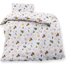 Özgürce Pamuklu Çocuk Yatak Takımı 90X190 Uzay Roket Desenli Yorganlı