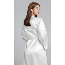 MTM My The Mall Ekru Saten Bride Sabahlık Zarif Kadın Ev Giyim