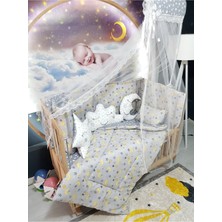 Özgürce Bebek Uyku Seti 60X120, Cibinlik ve Aparatlı, Ay Yıldız Desenli