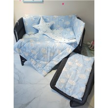 Özgürce 70X120 Bebek Uyku Seti, Cibiniksiz, Ay, Bulut, Yıldız Tasarımı