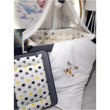 Özgürce Sevimli Zebra ve Zürafa Safari Nakışlı Bebek Uyku Seti, Lüks Cibinlik ve Aparat