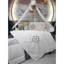 Özgürce Renkli Nakışlı Bebek Uyku Seti 18 Parça, Cibinlik ve Aparatlı, Konforlu