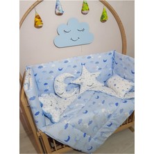 Özgürce Yumuşak ve Şık 60X120 Bebek Uyku Seti, Ay, Bulut ve Yıldız Deseni