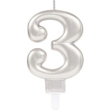 Freedom Storee 3 Rakamı Mum Gümüş Renk