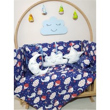 Özgürce Bebek Uyku Seti 60X120, Ay, Bulut, Yıldız Desenli, Cibinliksiz