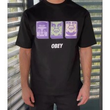 Freedom Storee Unisex Bisiklet Yaka Baskılı Oversize T-Shirt - Siyah