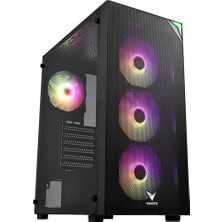 Verto Vento VG4200S Mid Tower, 850W 80+ Siyah, Temperli Cam, Rgb, Atx Gamıng Kasa