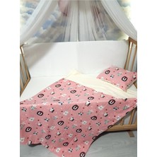 Özgürce Yumuşacık Bebek Battaniyesi ve Uyku Seti, Pembe Beyaz, 90X120 cm