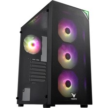 Verto Vento VG4200S Mid Tower, 750W 80+ Siyah, Temperli Cam, Rgb, Atx Gamıng Kasa