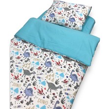Özgürce Pamuklu Bebek/çocuk 80X130 Yastık ve Yorgan Takımı Dinozor Desenli