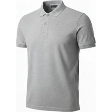 Freedom Storee Erkek Pike Kumaş Düğmeli Yaka Regular Fit Günlük Kısa Kol Tişört T-Shirt - Gri