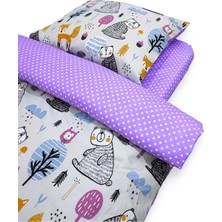 Özgürce Lila Pamuklu Bebek/çocuk 60X120 Beşik Yastık ve Yorgan Takımı