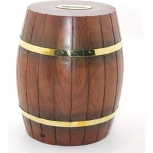 Freedom Storee Pirinç Ahşap Fıçı Kumbara 18 cm