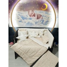 Özgürce 70X120 Yıldız Desenli Bebek Uyku Seti, 10 Parça, Park Beşik Uyumlu