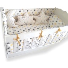 Özgürce Yumuşak Pamuklu Bebek Uyku Seti, Sarı Gri Yıldızlar, 9 Parça