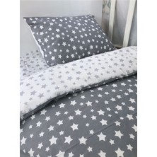 Özgürce Yumuşak Pamuklu Çocuk Park Beşik Yatak Örtüsü, Gri ve Beyaz Yıldız Desenli