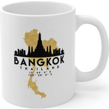 Ivart Bangkok Tayland Şehir Temalı Baskılı Premium Porselen Kupa Bardak