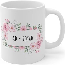 Ivart Anneler Günü Hediyesi - Kişiye Özel Çiçekli Tasarım Baskılı Premium Porselen Kupa Bardak