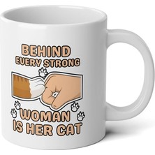 Ivart Woman Is Her Cat Baskılı Premium Porselen Kupa Bardak - Kedi