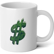 Ivart Dolar Simgeli Baskılı Premium Porselen Kupa Bardak