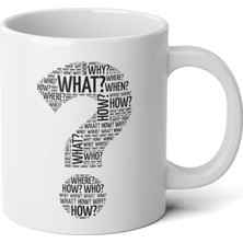 Ivart Soru Işareti W Baskılı Premium Porselen kupa bardak