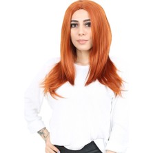 Subutu Kahkülsüz Fiber Sen Orta Boy Düz Peruk / Bakır