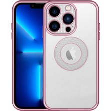 iPhone 13 Pro Kılıf Kamera Korumalı Logo Gösteren Ydst Esta Kapak-Rose Gold