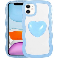 Yıldız Store iPhone 11 Uyumlu Renkli Kalp Figürlü Ydst Ponçik Kapak-Mavi