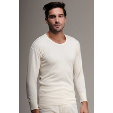 Hasyün Beyaz Renk Uzun Kol Erkek Üst İçlik Superwash Yün Kumaşla Günlük Kullanıma Uygun