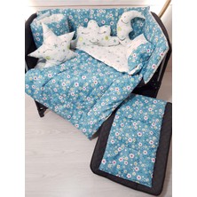 Özgürce 70X110 Çiçek Desenli Bebek Uyku Seti, 10 Parça, Park Beşiklere Uyumlu