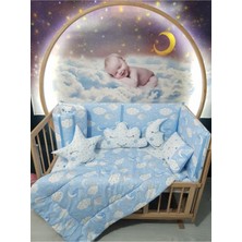 Özgürce Sevimli Bulut Desenli 9 Parça Bebek Uyku Seti, Beşik Dahil Değil