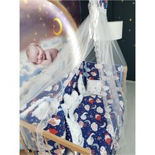 Özgürce Rüya Gibi 70X130 Bebek Uyku Seti, Cibinlikli Bulut Desen, 11 Parça