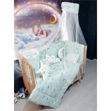 Özgürce 60X120 Bebek Uyku Seti, Ay Desenli, Cibinlikli, 11 Parça (Beşik Dahil Değil)