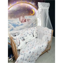 Özgürce 60X120 Bebek Uyku Seti Ay Yıldız Desen, Cibinlikli, 11 Parça, Konforlu Yatak Takımı