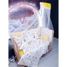 Özgürce 60X120 Bebek Uyku Seti Ay Yıldız Desenli, Cibinlikli, 11 Parça