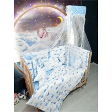 Özgürce 60X120 Bebek Uyku Seti Ay Yıldız Desenli, Cibinlikli, 11 Parça