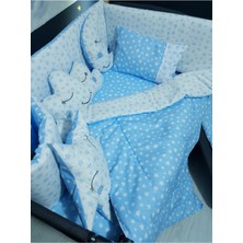 Özgürce Yıldız Desenli 10 Parça Bebek Uyku Seti, Park Beşiklere Uyumlu