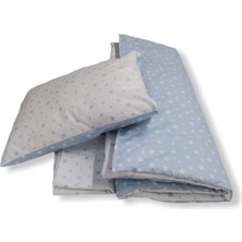 Özgürce Mavi Beyaz Yıldızlı Pamuklu Çocuk Yastık Çarşaf Yorgan Takımı