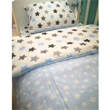 Özgürce Büyük Yıldızlı Mavi Beyaz 80X130 Pamuk Bebek/çocuk Yatak Takımı