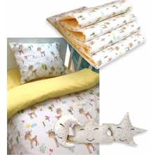 Özgürce %100 Pamuklu 80X160 Bebek Beşik Uyku Seti, 10 Parça, Sarı