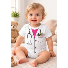 Almira Anne Bebek Pamuklu Çıtçıtlı Erkek Bebek Zıbın Doktor Desenli