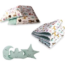 Özgürce Yumuşak ve Rahat 70X170 Pamuklu Uyku Seti, Doğa ve Hayvan Desenli, 10 Parça