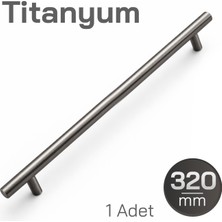 Badem10 (1 Adet) 320 mm Titanyum Renk Metal Mobilya Mutfak Dolap Çekmece Dolabı Kulbu Kulpu Kulpları