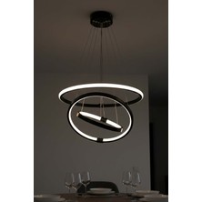 TERRA lighting Minimal Halka Üç Şerit Sarkıt LED Avize, 3 Renk Yanabilen LED Avize, Modern Salon Oturma Odası LED Avize