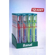 Banat Compact Orta Sert Diş Fırçası 12 Adet Kutulu Standlı Ekonomik Paket Hijyenik Kullanım