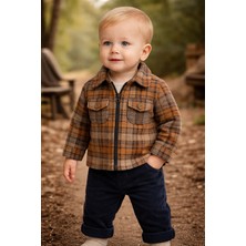 Almira Anne Bebek Kadife Erkek Bebek 3'LU00FC Ekoseli FERMUARLU0131 TAKU0131M